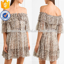Mehrfarbige Off-The-Shoulder Kurzarm Printed Silk Mini Sommerkleid Herstellung Großhandel Mode Frauen Bekleidung (TA0007D)